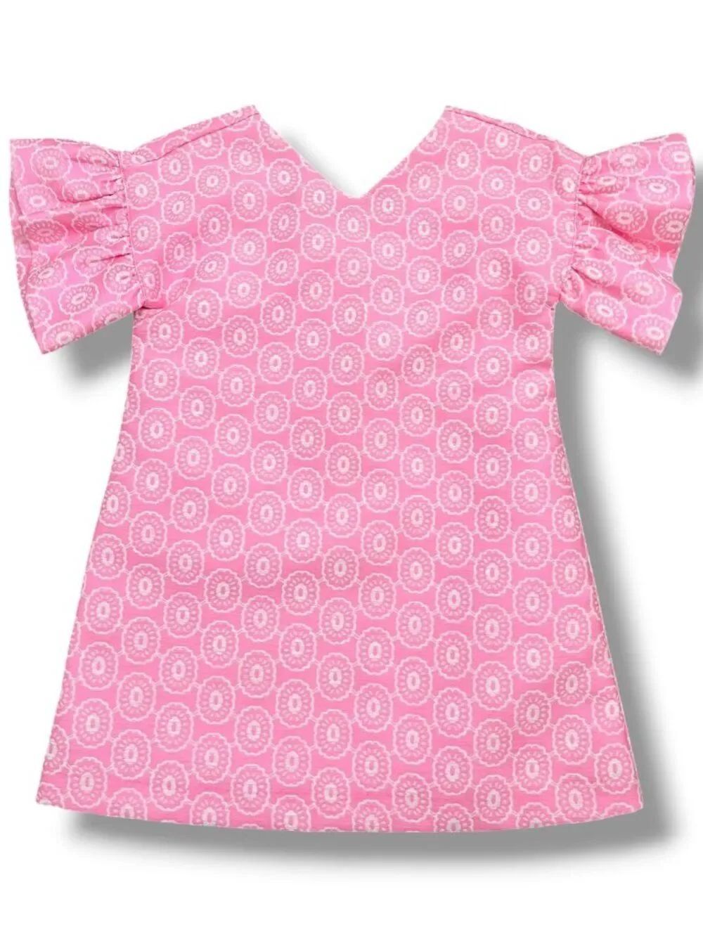 NWT Janie and Jack Bubblegum Pink Brocade Shift Dress Size 3